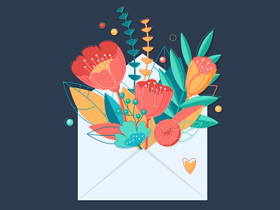 flowers in the envelope envelope flower illustration flowers illustration