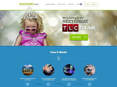 Discover.me Talent Submission Website audition crowdsourcing demo reel pitch reality tv talent tv tv show video webdesign
