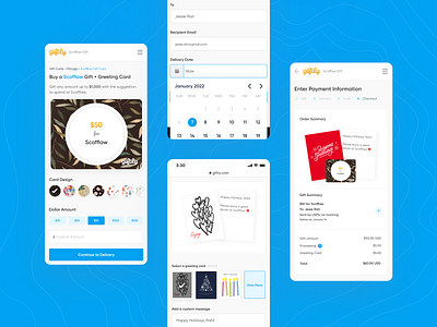 Gift Card Mobile Website Design checkout ecommerce gift gift cards greeting card mobile responsive ux web design website