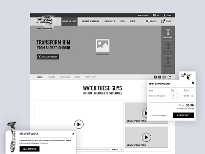 Bic razors eCommerce wireframes ecomm ecommerce mens razors user experience design ux web website