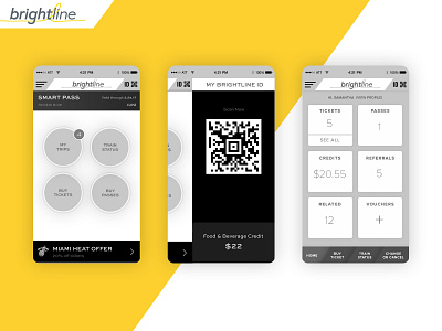 Brightline train mobile app wireframes