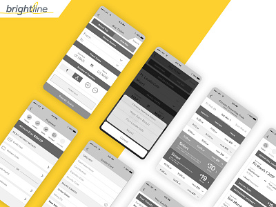 Brightline mobile app booking flow wireframes