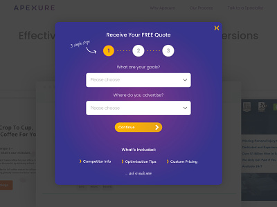 Website Popup Form adobe xd design flat flow icon minimal popup popup design popup form popup window popups purple steps ui ux web web design webdesign website website design