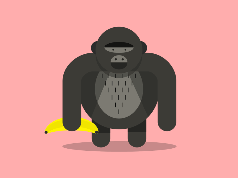 Gorilla animal banana character design gif gorilla illustration loop vectors