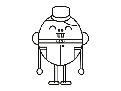 Eggstatic black and white character line vector