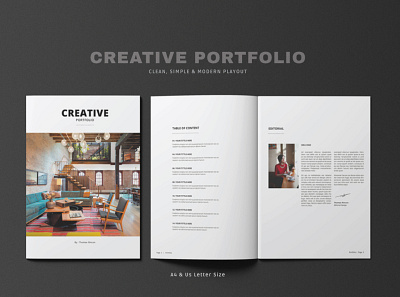 Creative Portfolio a4 size clean design graphic design layoutdesign minimal portfolio design simple