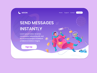 Moon - messaging app design landing page ui uiux ux web design