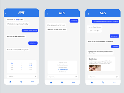 AI ChatBot in healthcare ai app branding chatbot design health healthcare healthcare app illustrator nhs redesign ui uiux ux