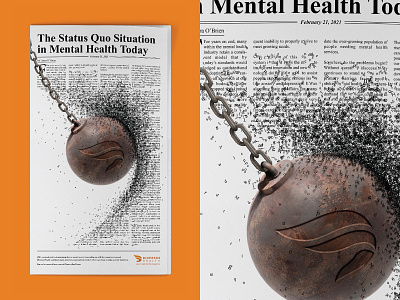 Smashing the Status Quo in Mental Health ad advertising bodycopy copy health illustration mentalhealth newspaper print shattered standards typography wreckingball