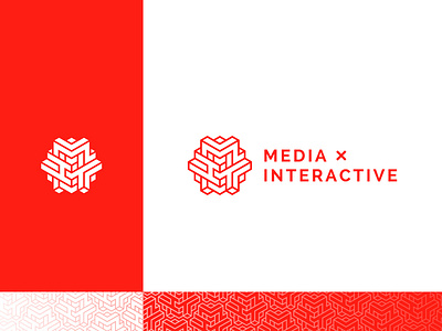 Media x Interactive x Info Technology Badge 3d badge brand branding icon identity illusion lettering logo monogram red type typography vector wordmark