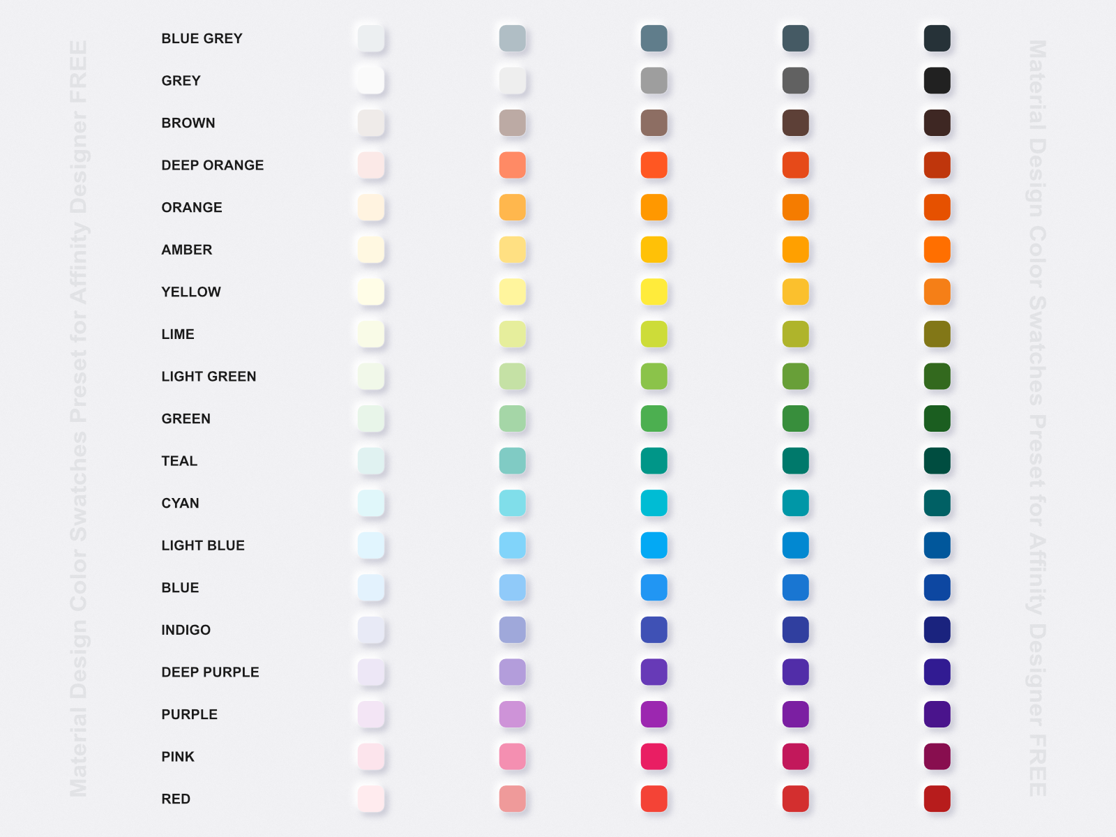Material Design Color Palette for Affinity Designer by Andrew Notea on