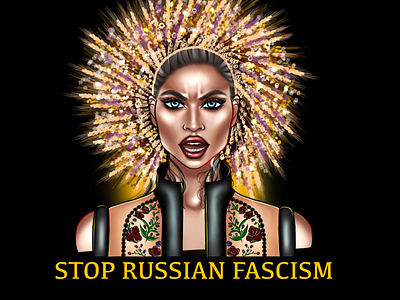 Stop russian fascism cryptoart freelancer illustration nft portrait procreate