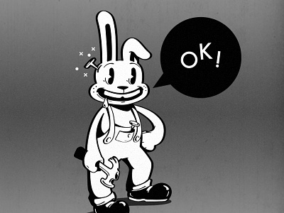 Bunny OK! 1920s black white bunny cartoon