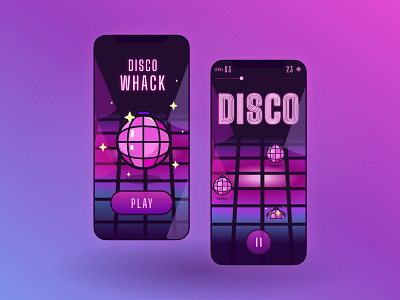 "Disco Whack" Mobile Game Concept design disco disco app figma minsk ux ui mobile app ux ui mobile game mobile game design party ui ux