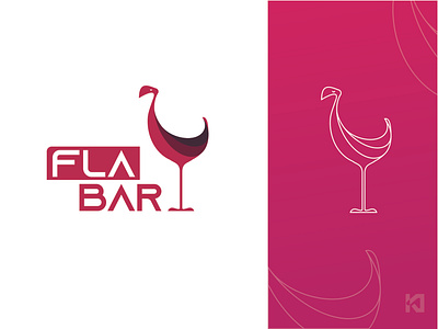 FLABAR bar branding design drinks flamingo gradient icon illustration logo pink vector violet wine