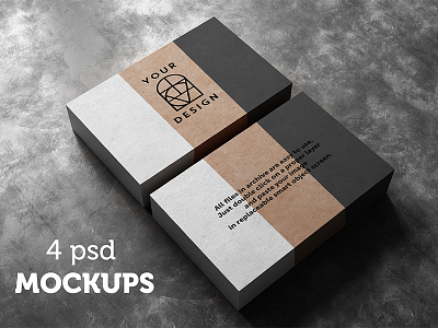 4 PSD. Business cards branding embossing mockup