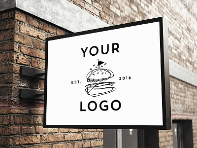 Signboard mockup 3d branding logo logotype mockup realistic