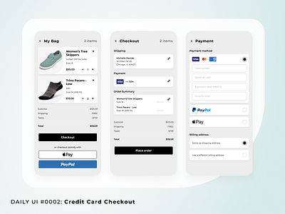 DailyUI 002 cart checkout daily ui dailyuichallenge payment ui visual design