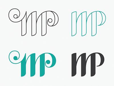 Revamped personal logo branding hand lettered initials lettering logo m mp p typography