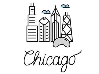 Chicago Illustration & Lettering bean buildings chicago hand lettered icon illustration lettering script skyline