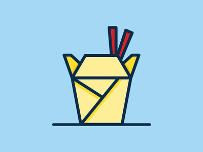 Take out, nom chinese food chopsticks icon illustration take out container