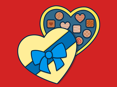 [chocolate] BE MINE bow candy chocolate chocolate box heart illustration love valentines day