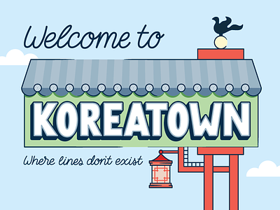 Koreatown illustration & lettering direct mail illustration koreatown lettering postcard