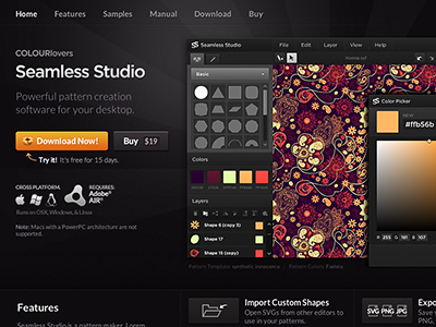 Seamless Studio Product Page dark product