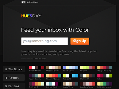 Huesday color newsletter palettes