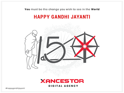 Xancestor Digital Agency - Gandhi Jayanti app branding design flat illustrator logo typography ui ux vector website