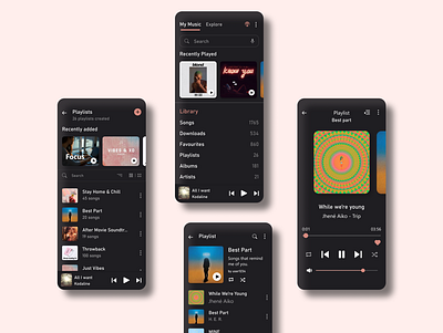 Music app dark mode mobile music app ui music player playlist ui design