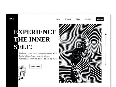 Black and white landing page concept blackandwhite landing page ui minimalism typography web design