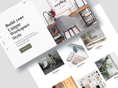 E-commerce site for workspace essentials ecommerce minimalism ui design