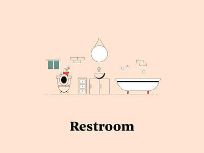 R is for Restroom bathroom dwellingsfromatoz illustrationchallenge restroom sink toilet tub