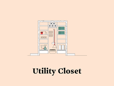 U is for Utility Closet broom cleaning closet dwellingsfromatoz illustrationchallenge toiletpaper utilitycloset