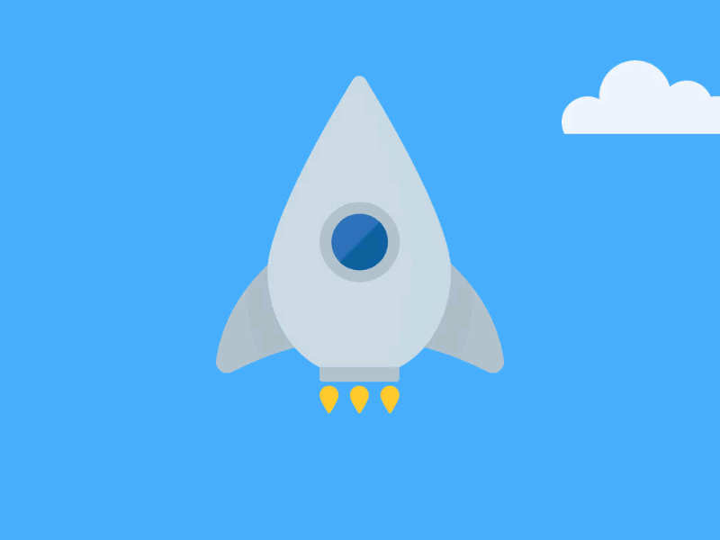 Rocketship clouds css flames fly rocket sky