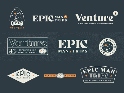 Epic Man Trips + Venture Summit branding epic identity system logo retreats trips