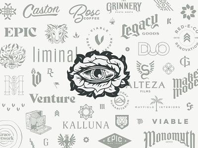 Logo Compilation branding eye freelance hand lettering illustration lettering logo logos