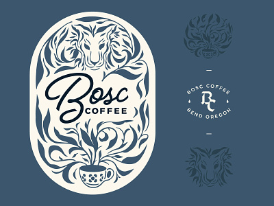 Bosc Coffee branding coffee coffee mug coffee shop design hand lettering identity system illustration lettering logo vector