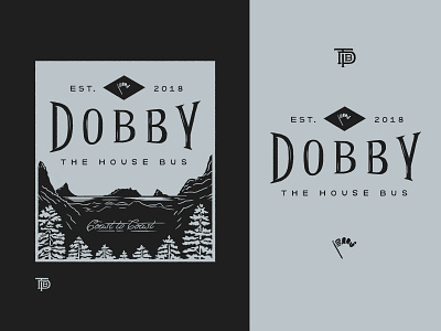 Dobby the House Bus Branding branding bus coast coast to coast design dobby flag hand lettering house bus illustration lettering logo mid west monogram mountain ocean pin trees print design trees