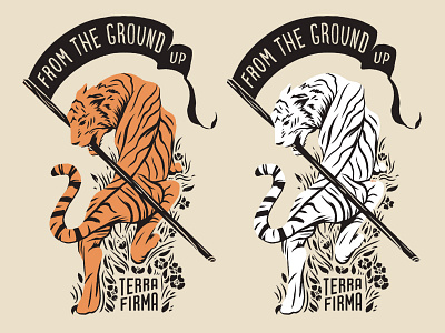 Terra Firma bengal tiger flag from the ground up illustration lettering print design product design shirt terra firma tiger white tiger