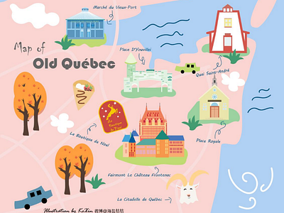 A map of Old Quebec illustration map