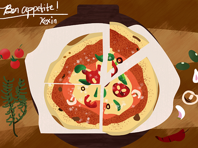 Pizza delicious dinner food illustration texture