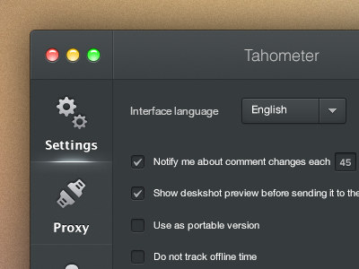 Settings app black mac tahometer ui ux