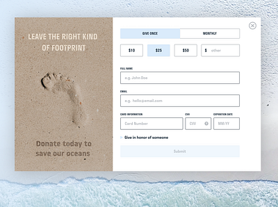 Daily Ui challenge 002- Credit Card Checkout daily ui dailyui dailyui 002 dailyuichallenge design donations figma oceans ui web web design web design concept webdesign