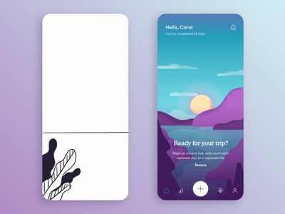 Trip — Mental Health App Animations animation app application clouds concept design digital product drafts illustration landscape lucid mental health mindfulness progress sketching trip tripping z1