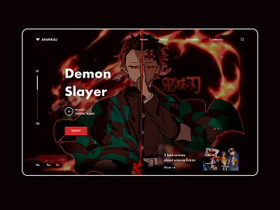 Online Media services | First Screen anime concept demonslayer design figma fullscreen landing landingpage live streaming typogaphy ui ux web web design