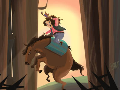 Adventure Awaits adventure cowgirl danger digital horse visual development