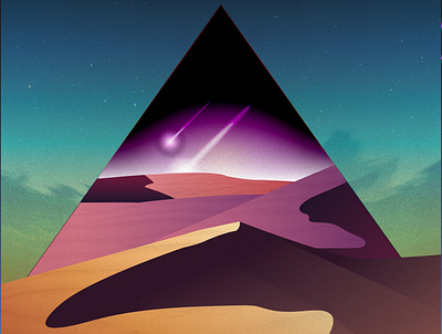 The Third pyramid 1980s art desert design dunes gradient graphic design illustration illustrator photoshop retro retrowave sand space synthwave vaporwave vector vector art vector illustration vintage