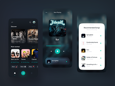 PlayerX – Modern Music Player album app application artist blur clean dark dark theme darkui design ios mobile music music app music player player playlist song ui ux